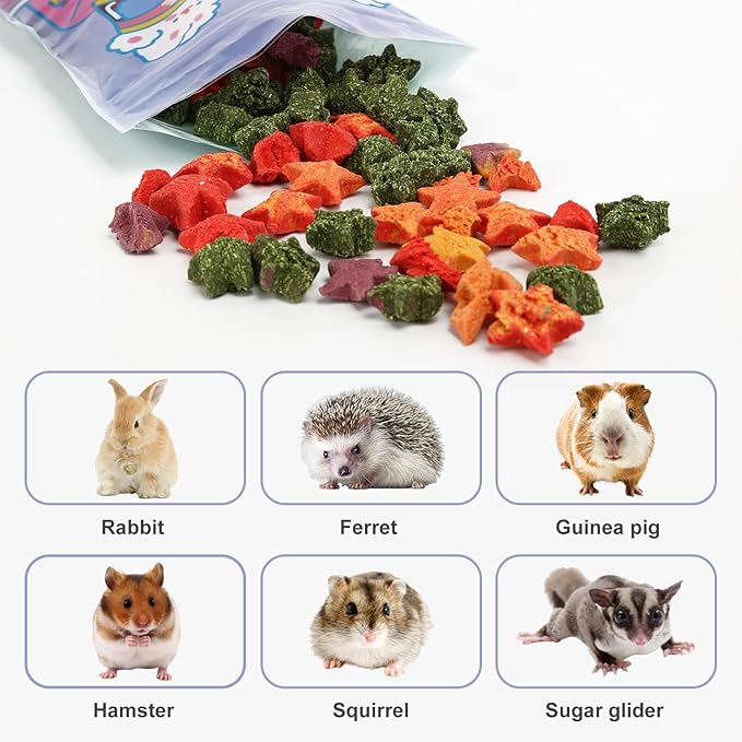 Rabbit Treats, Healthy Bunny Treats Natural Mini Star Shaped Snacks Treats for Pet Rabbits and Small Animals Molar Toys Guinea Pig Hamster Chinchilla Gerbil-PurrikoPets