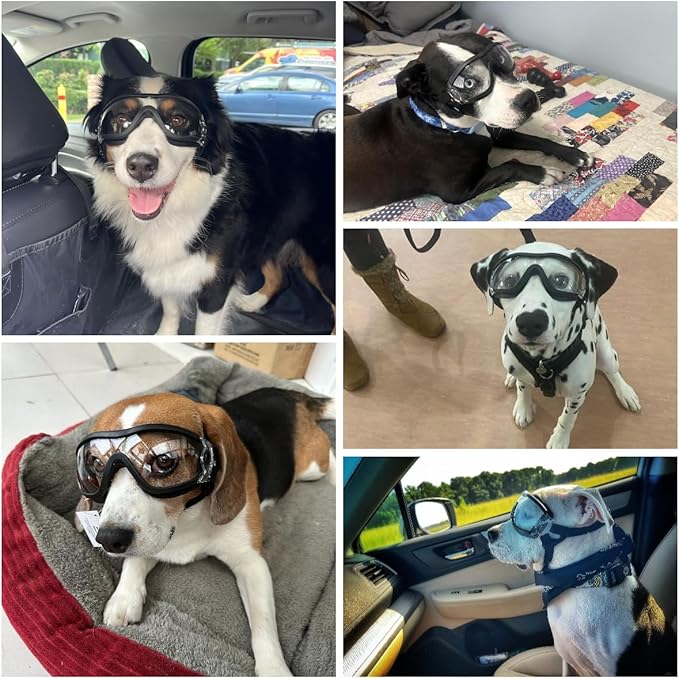 Dog Goggles Anti-UV Windproof Dog Sunglasses Eye Protection for Medium Large Dogs with Adjustable Straps/Clear Lense-PurrikoPets