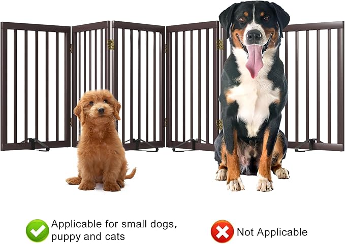 Dog Gates for The House Doorways Extra Wide 110 Inches Wood Freestanding Pet Gates for Dogs Indoor Fence with Support Stands-PurrikoPets