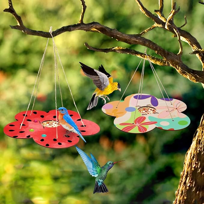 12 Pack Bird Feeder Craft Kits for Kids Ages 3-5 4-8 8-12, DIY Wooden Art Painting Outdoor Bulk Toys for Boys & Girls, Easter Christmas Gifts, Party Favor Gifts for Nature Loving Children-PurrikoPets