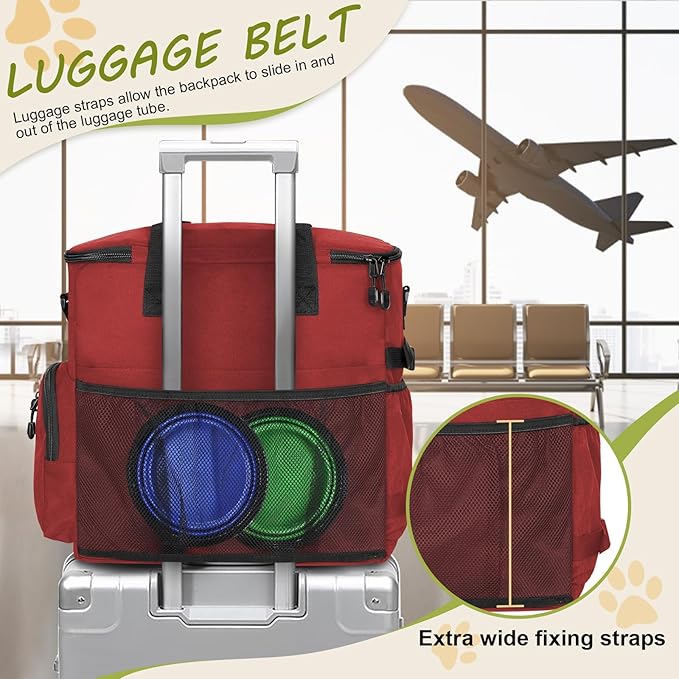 Dog Travel Bag Airline Approved–Pet Travel Tote with Collapsible Bowls,Food Containers & Feeding Mat–Multi-Pocket Organizer for Dogs & Cats, Durable & Water-Resistant for Hiking,Trips,Outdoors-PurrikoPets