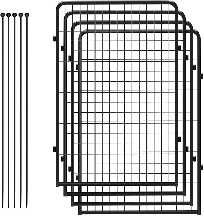 FXW Rollick Unleashed Dog Playpen for Indoor, Yard, RV Camping, 45 inch 4 Panels for Large Dogs, Black│Patented-PurrikoPets