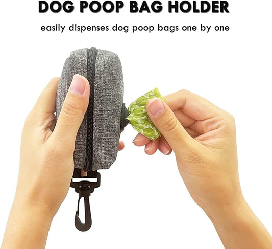 (2 Pack) Dog Poop Bag Holder for Leash,Doggie Waste Bag Dispenser Small Doggy Poop Bag Zipper Pouch with Carabiner Clip, Leash Attachment Holder for Pet Puppy Poop Bags-PurrikoPets