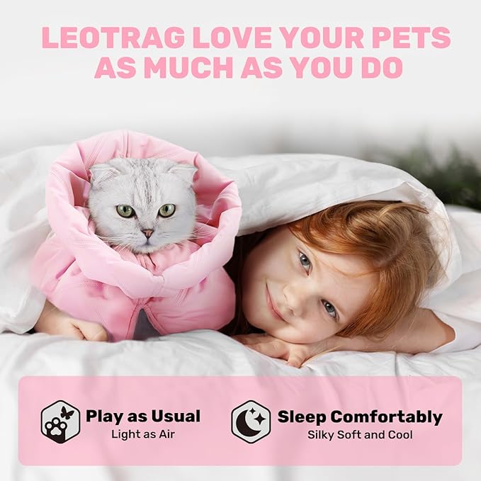 Adjustable Cat Recovery Cone Collar, Lightweight Soft Cat E-Collar Alternative After Spay, Waterproof Comfy Collars to Stop Licking Wound After Surgery, Protective Cone for Kittens/Puppies-PurrikoPets