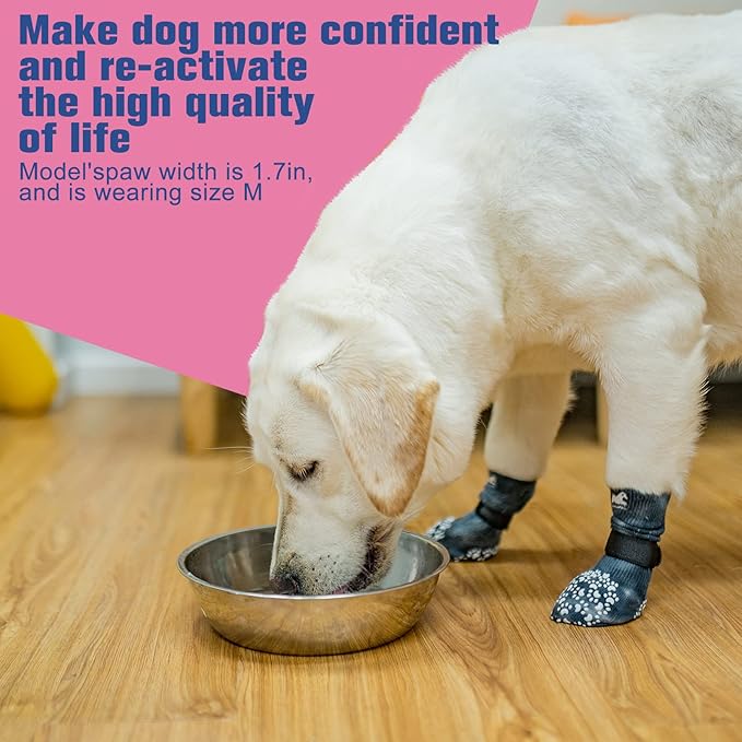 EXPAWLORER Anti Slip Dog Socks to Prevent Licking Paws, Dog Shoes for Hot Pavement, Dog Booties for Small Medium Large Senior Dogs, Traction Control Dog Boots & Paw Protectors for Hardwood Floors-PurrikoPets