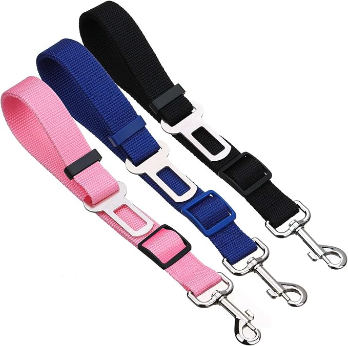 Elisel Elisel 2 Packs Adjustable Length Pet Dog Cat car seat Belt Pet seat Belt Pet Accessories for Dogs Cats and Pets (Pink)-PurrikoPets