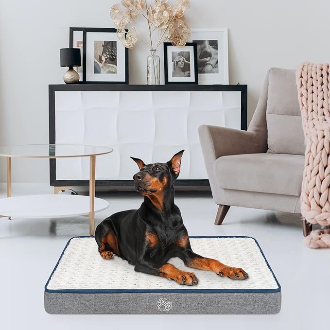 EMPSIGN Reversible Cool and Warm Dog Bed for Crate Pad, Pet Beds with Washable and Removable Cover, Dogs Crate Beds Sleeping Mats, Beds for Dog Crate for Large Medium Small Dogs, Grey-PurrikoPets