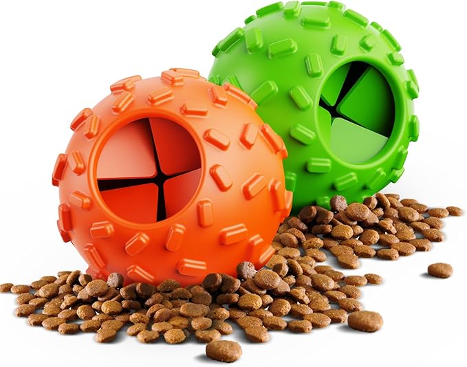 Dog Puzzle Toy 2 Pack – Cognitive Dog Treat Toy,Interactive Dog Toys for Treat Dispensing, Slow Feeder for Mental Stimulation & Anxiety Relief, Puppy Training Toy, Natural Rubber-PurrikoPets