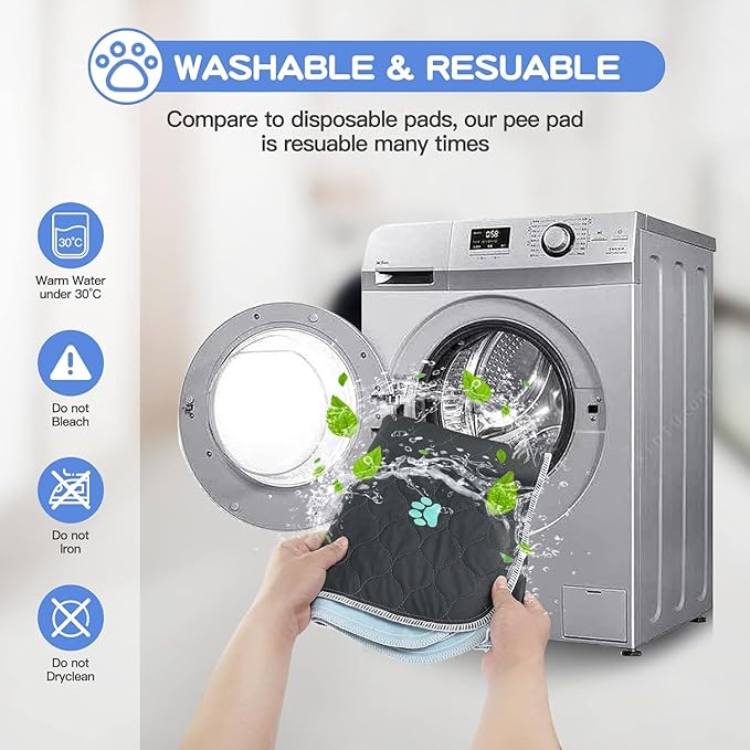 Aitmexcn Washable Puppy Dog Pee Pad, 4PCS 100% Waterproof Whelping Training Mat for Puppy/Senior Dog, Fast Drying Reusable Puppy Pads for Indoor, Outdoor and Car Travel- 32x36''-PurrikoPets