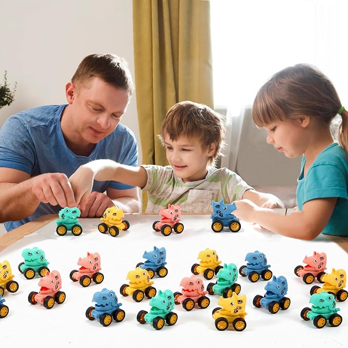 18Pcs Dinosaur Pull Back Cars Set for Kids Toddlers, Bulk Mini Racing Vehicles Toys Party Favors, Pinata Fillers, Goodie Bag Stuffers, Classroom Prizes for Boys Girls-PurrikoPets