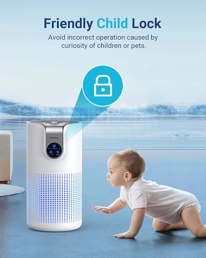Air Purifiers for Home Large Room Up to 1500ft² with Aromatherapy, MOOKA HEPA Air Purifier for Bedroom Pets Kitchen, Air Filter Cleaner for Wildfire Smoke Pollen Dust Dander Odor, 15dB, M03-PurrikoPets