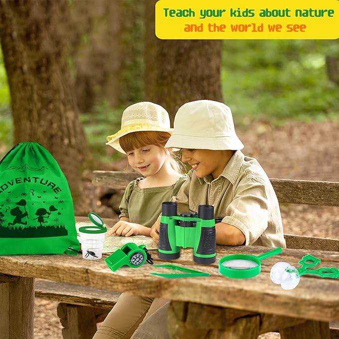 GINMIC Kids Explorer Kit & Bug Catching Kit, 16 Pcs Outdoor Exploration Safari Kit for Kids Camping with Binoculars, Adventure, Hunting, Hiking, Educational Toy Gift for 3-12 Years Old Boys Girls-PurrikoPets