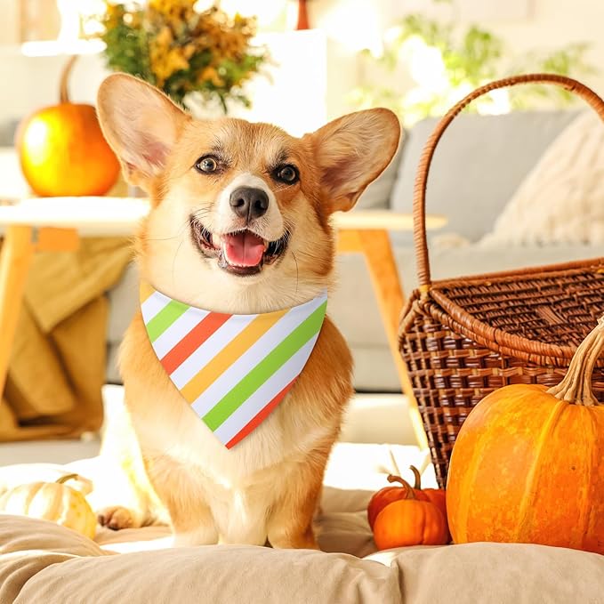 48 Pieces Fall Dog Bandanas Bulk Colorful Autumn Bandanas for Dogs with Polka Dot Stripe Wave Patterns for Pets Doggies Fall Autumn Thanksgiving Party Costume Accessories-PurrikoPets