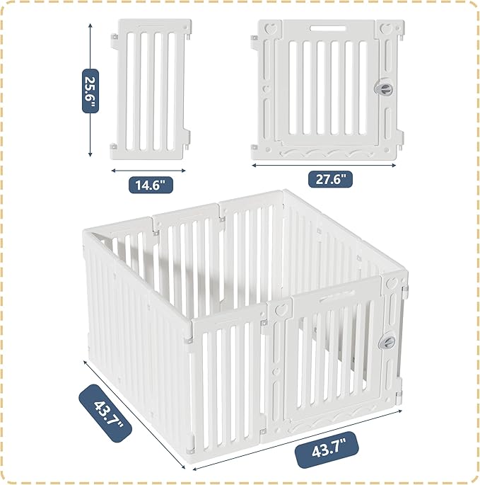 Dog Playpen with Door, DIY Shape Combination Puppy Pen,25.5" H 10-Panel Dog Fence,Non-Slip & Secure Pet Gate, Easy to Assemble-PurrikoPets