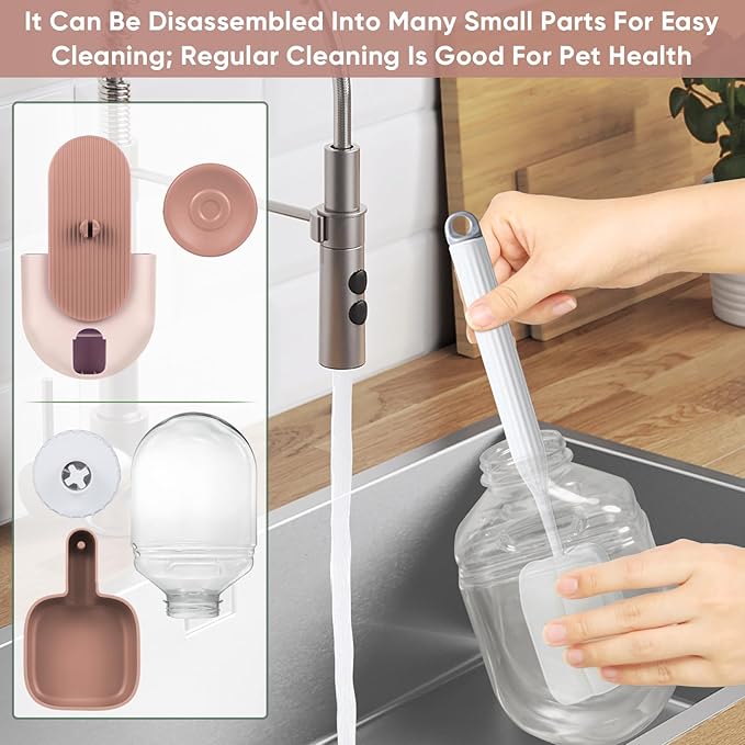 28oz Hanging Automatic Water Dispenser,Rabbit Water Bottle,Bunny Guinea Pig Ferret Water Bowl for Cage,Suitable for Small Animal Puppies(Cage Grid Spacing Over 1.2'')-PurrikoPets