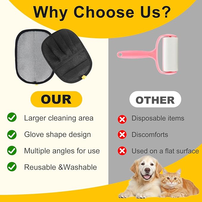2-Pack Pet Hair Remover Gloves - Reusable Grooming Gloves for Dogs & Cats, Static Electricity Fur Removal Mitts for Furniture, Car, Clothing - Quick Dry Cleaning-PurrikoPets