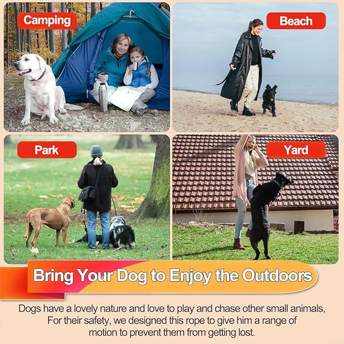 10FT Heavy Duty Dog Tie Out Cable for Large Dogs up to 125lbs, Durable Runner Tether Line (Red)-PurrikoPets