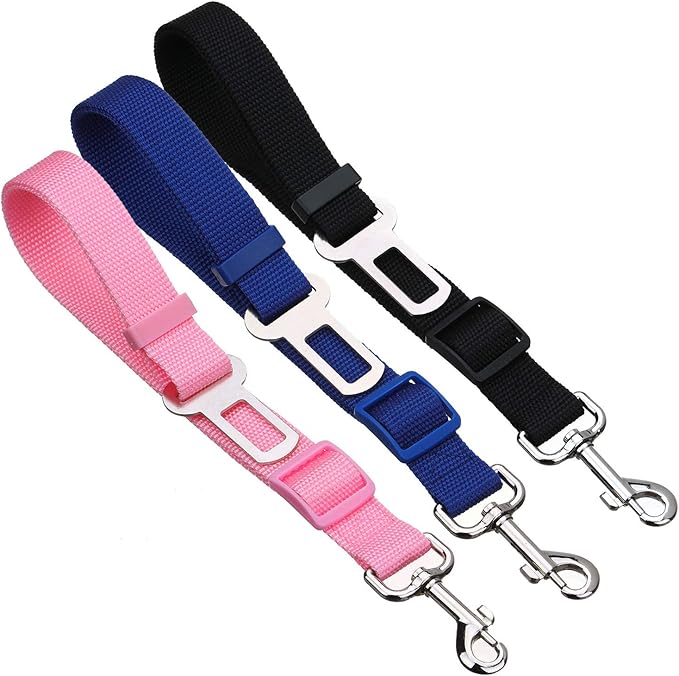Elisel Elisel 2 Packs Adjustable Length Pet Dog Cat car seat Belt Pet seat Belt Pet Accessories for Dogs Cats and Pets (Black)-PurrikoPets