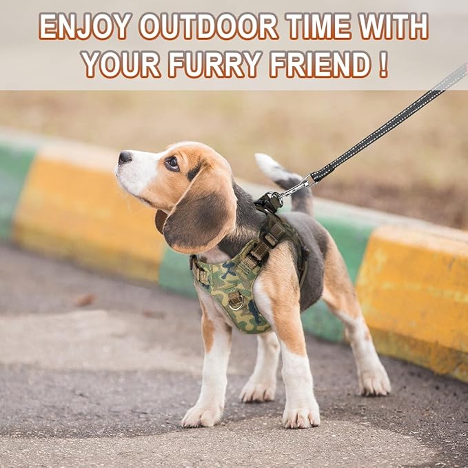 Dog Harness Step in Dog Vest Harness, Reflective Adjustable Puppy No Pull Harness Breathable Soft for Small and Medium Dogs Cats, Camo, XXS-PurrikoPets