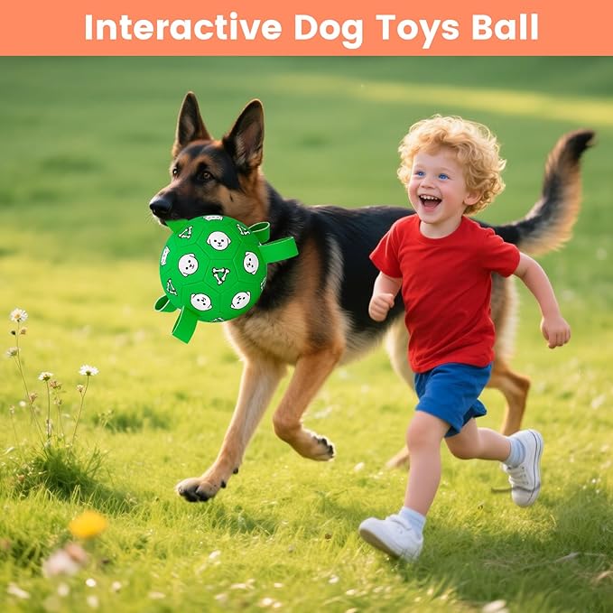 Dog Toys Ball, Durable Dog Soccer Ball with Straps, Interactive Dog Toys for Tug of War, Water Pool Puppy Toys for Indoor/Outdoor ā Fun Dog Birthday Gift for Small & Medium Dogs, 6 Inch-PurrikoPets