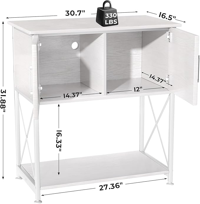 20-29 Gallon Aquarium Stand Metal Frame Fish Tank Stand with Cabinet Storage, for 20 Gallon Long Aquarium,30.7" L*16.5" W Tabletop,330LBS Capacity White PG01YGW-PurrikoPets