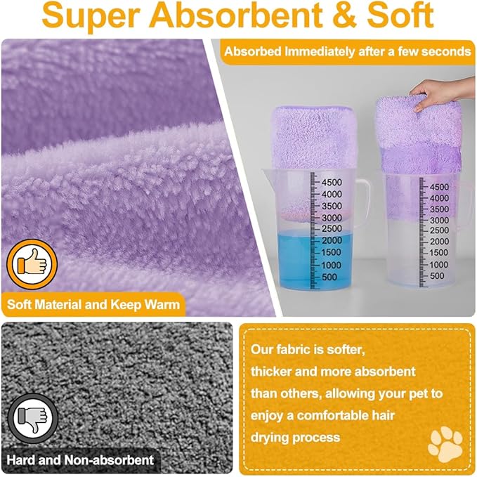 Giant Dog Bath Bubble, Quick Drying Super Absorbent Used for After Bathing, Warm Dog Towels, Adjustable Hoodies and Belts for Pet Dogs Bath Clothes Products(Purple, 6XL)-PurrikoPets