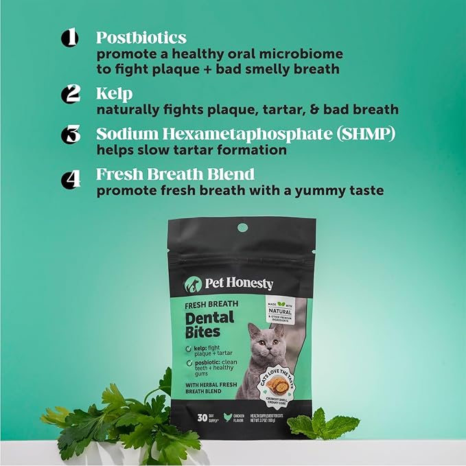 Fresh Dental Bites for Cats - Crunchy & Creamy Cat Dental Treats for Fresh Breath, Plaque + Tartar Control, Cleans Teeth + Gums, Daily Cat Oral Care (30 Day Supply)-PurrikoPets