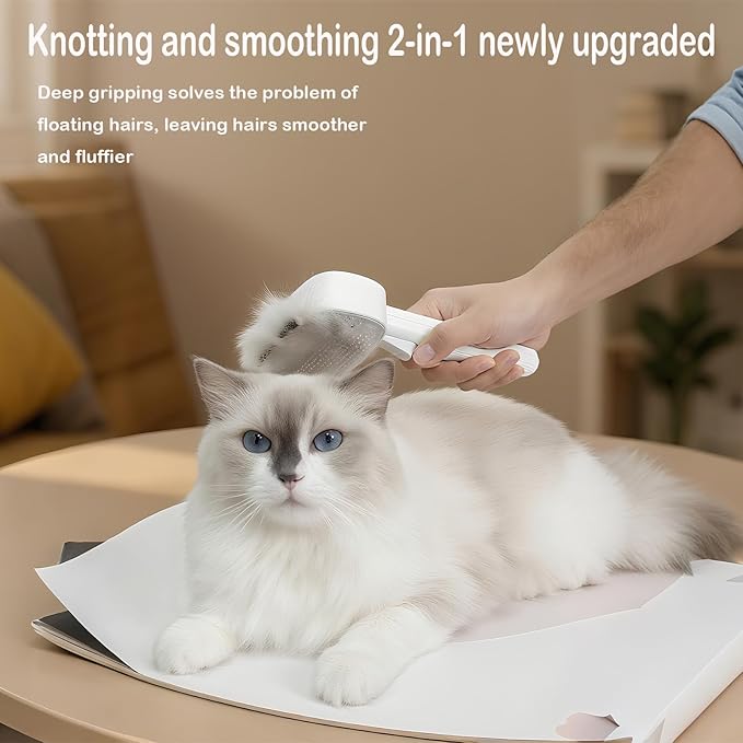 2-in-1 Pet Deshedding Brush Cat Dematting Comb for Indoor Cats and Dogs Comb for Shedding Long & Short Hair Gentle Massage Grooming Tool Easy to Remove Loose Undercoat,Matted Fur & Tangles-PurrikoPets
