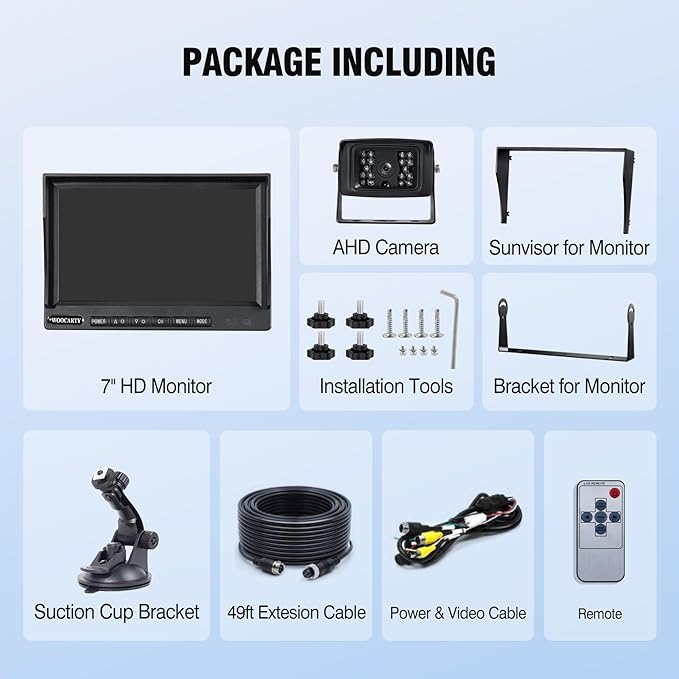 7-inch AHD1080P Wired RV Backup Camera System, IP69k Waterproof IR Night Vision Reversing Camera, Vibration-Proof 20G for Trailer/Tractors/Truck/Excavator/Caravan/Skid Steer/Heavy Equipment-PurrikoPets