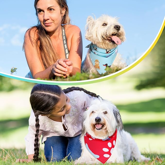 100 Pcs Paw Dog Bandanas Bulk Pet Bibs Colorful Triangle Scarf Paw Pattern Pet Bandanas for Medium Large Dogs Holiday Summer Birthday Costume Decor-PurrikoPets