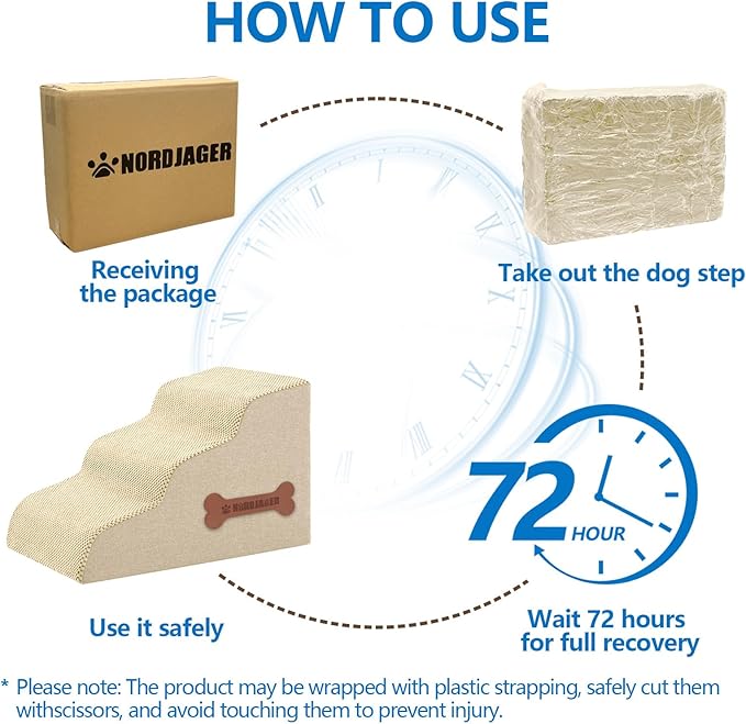 Dog Stairs 4 Steps for Small Dogs and Cats to Get on High Beds, Couch or Car, Pets Can Climb, Sit, Lie Down or Perch to Look Out Windows on The Spliceable Ramp, Provides Support, Beige(19" H)-PurrikoPets