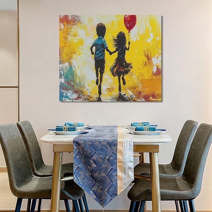 Framed Large Banksy Wall Art for Living Room, Oversized Colorful Graffiti Children Wall Decor, Peaceful Canvas Painting Pictures Modern Artwork Home Decoration for Living Room Bedroom 60"x30"-PurrikoPets