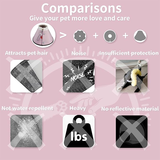 Agape Soft Cone for Cats & Small Dogs, Comfy Pet Cone to Stop Licking, Adjustable Cat E Collar Alternative After Surgery, Protective Elizabethan Collar for Pup & Kitty, Water Repellent Recovery Cone-PurrikoPets