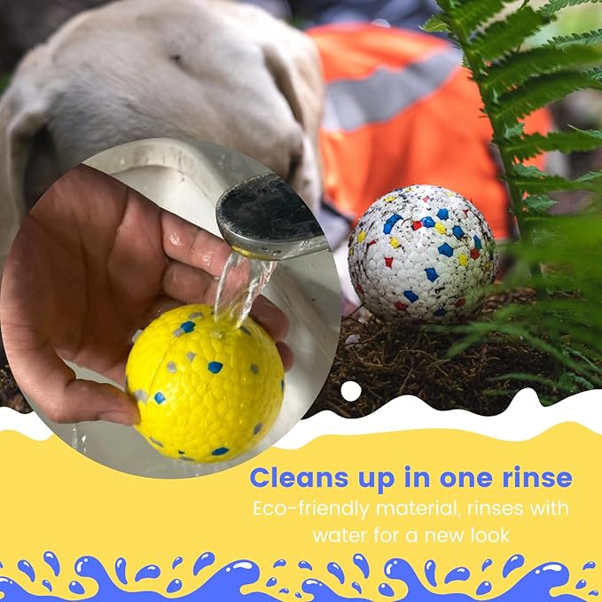 Durable Interactive Dog Toys for Aggressive Chewers,Puppy Teething Toys,Floating Fetch Balls,Bouncing Chew Balls,Tennis Balls for Dogs (2 Balls)-PurrikoPets