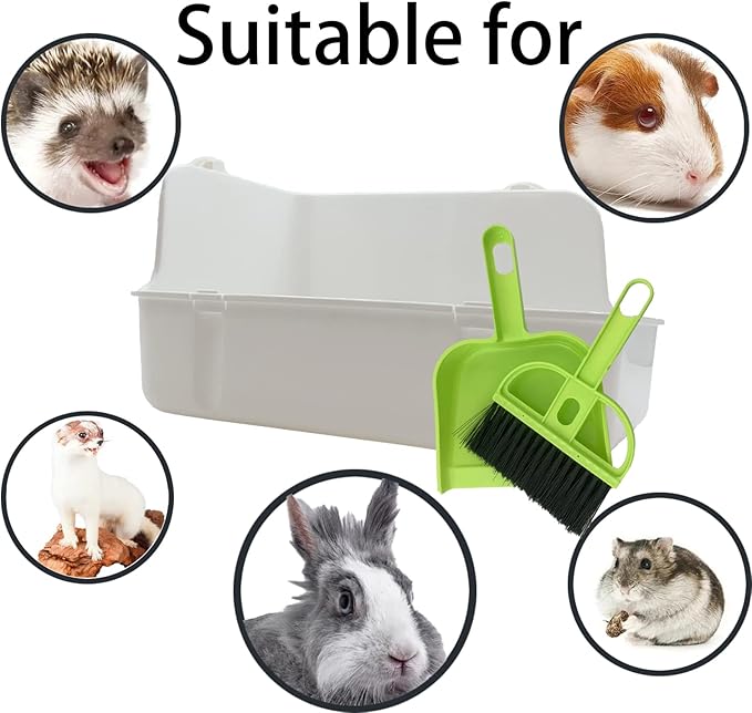 11Pcs Rabbit Litter Box Toilet,Bunny Corner Litter Bedding Plastic Square Grate Guinea Pig Bunny Ferret Hamster Hedgehog, Potty Trainer Bedding Box for Guinea Pig Ferret Hamster Hedgehog (White)-PurrikoPets