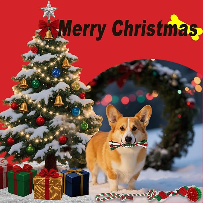 Dog Toys 15 Pack for Teeth Cleaning and Fun, Puppy Teething Chew Toys Tug Rope Squeaky Treat Balls & Rubber Tous Bulk– Variety Dog Gifts Set Reduce Anxiety & Save Furniture, Christmas-PurrikoPets