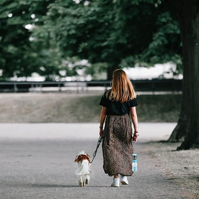 Dog Water Bottle with Food Container & Poop Bag Holder, Travel Water Bowl, Portable Pet Dispenser, Dog Stuff Accessories Items, Puppy Essentials Necessities for Yorkie Chihuahua Walking Hiking-PurrikoPets