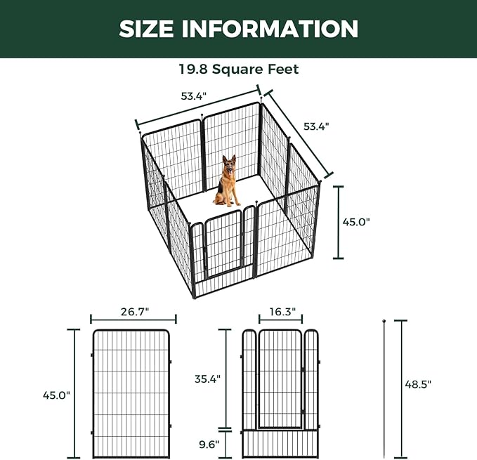 FXW Rollick Unleashed Dog Playpen for Indoor, Yard, RV Camping, 45 inch 8 Panels for Large Dogs│Patented-PurrikoPets