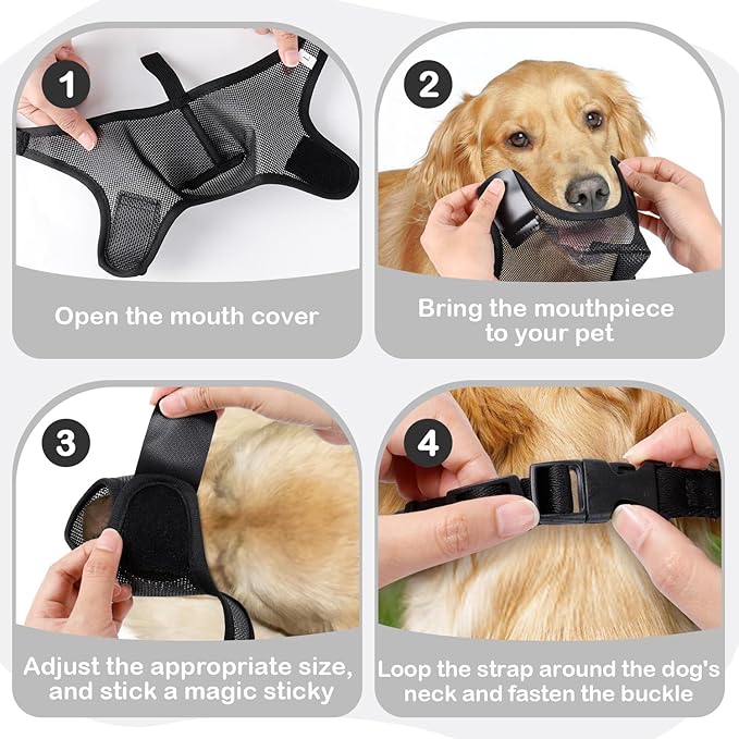 Dog Muzzle, Soft Air Mesh Muzzle for Small Medium Large Dogs Anti Biting Barking Chewing Scavenging, Breathable Adjustable Loop Pets Muzzle with Front Opening Design Allows Panting Drinking (Black,M)-PurrikoPets