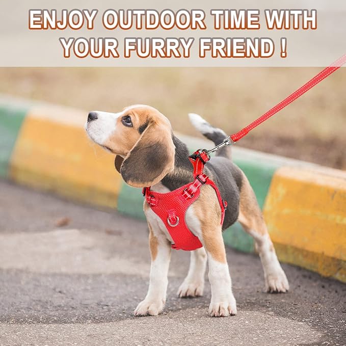 Dog Harness Step in Dog Vest Harness, Reflective Adjustable Puppy No Pull Harness Breathable Soft for Small and Medium Dogs Cats, Red, S-PurrikoPets