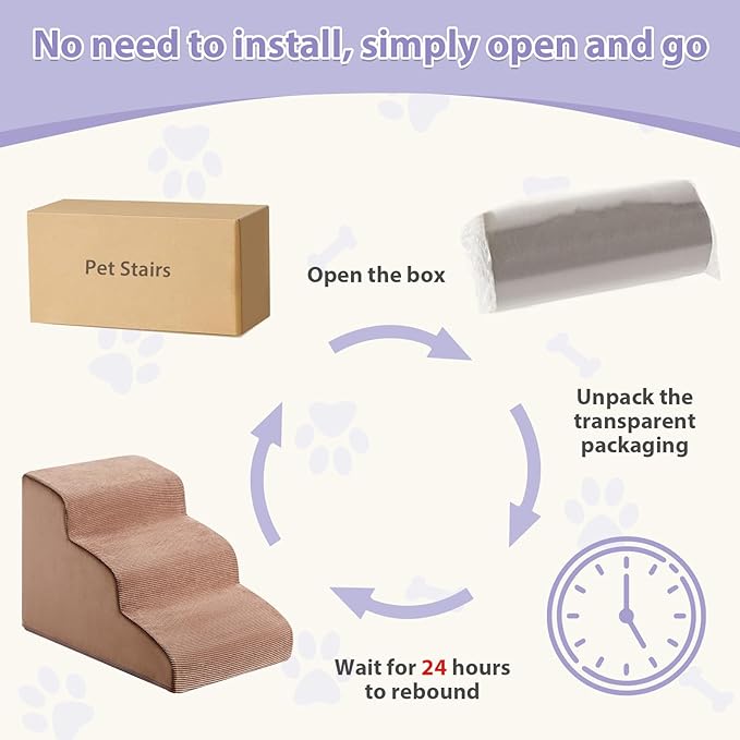 Dog Stairs for Small Dogs, 2-Steps Dog Ramp for Couch, Pet Stairs with Highly Supportive Foam and Non-Slip Bottom, Pet Steps for Cat & Doggie (High 11.8 Inch)-PurrikoPets