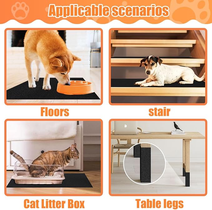 6 PCS Pet Nail Self Adhesive Replacement Emery Paper Fits Most Dog Scratch Pad Cat Litter Box DIY on The Places Where Pets Like to Scratch (10in*17.7in, White)-PurrikoPets