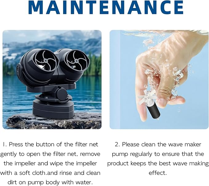 FREESEA Wave Maker for Aquarium Powerhead: 1600 GPH Circulation Pump - 360° Adjustable Power Head Wavemaker with Magnetic Suction for 75 Gallon - 125 Gallon Fish Tank | Saltwater | Freshwater-PurrikoPets