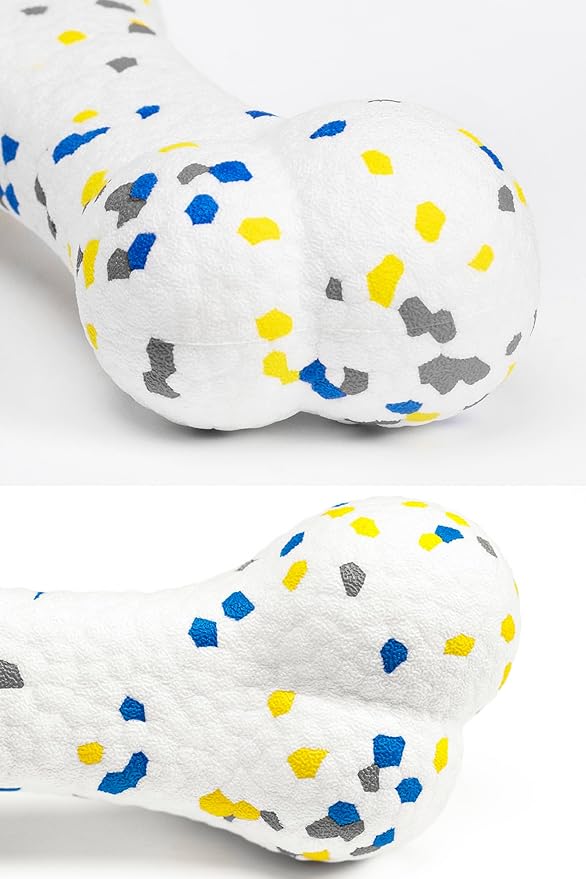 7.28" Indestructible Large Bone Balls for Aggressive Chewers Durable Stick Bouncy Interactive Chew Toy for Dogs Fetch Game Lightweight Floating Outdoor Training, White-PurrikoPets