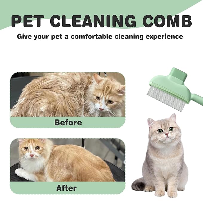 2PCS Flea Comb for Dogs & Cats,flea Comb for Cats with Release Button Self-Cleaning,lice comb for Shedding Pet Hair-PurrikoPets