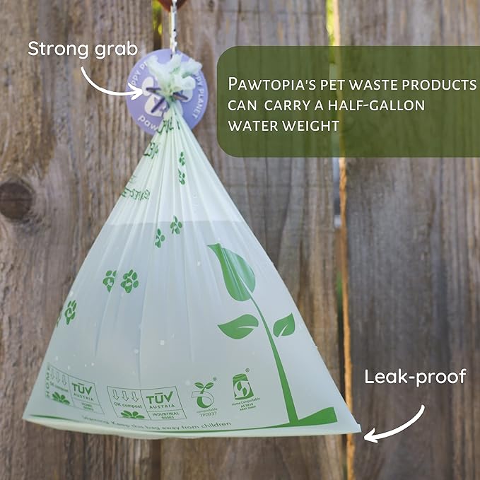 Pawtria Certified Home Compostable Dog Poop Bags (240 Bags + Lavender Carrier), Biodegradable Pet Waste Bags, Vegetable Starches, Leak proof Dog Waste Bags, Light-weight silicone made bag carrier-PurrikoPets