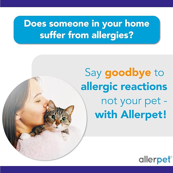 Allerpet Cat Dander Remover w/Free Applicator Mitt - Effective Cat Dander Remover - Anti Allergen Solution Made in USA - (12oz)