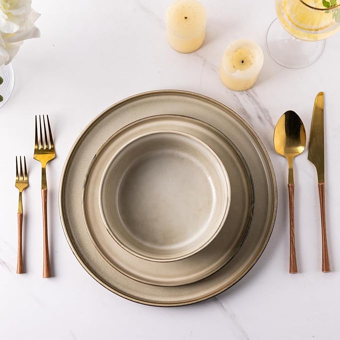 GBHOME Ceramic Dinnerware Sets for 12, 36 Pieces Stoneware Plates and Bowls Sets, Reactive Glaze Dishes -Scratch Resistant, Dishwasher&Microwave Safe-PurrikoPets