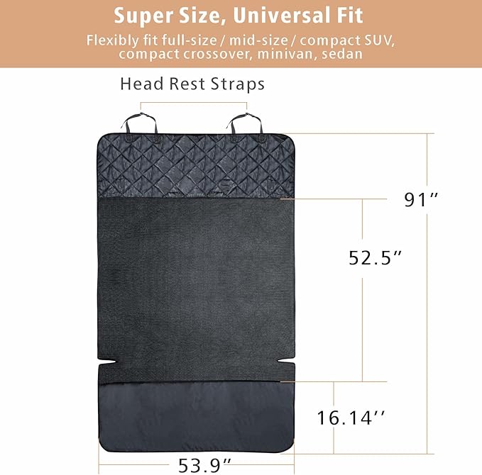 F-color SUV Cargo Liner for Dogs, Water Resistant Pet Cover Dog Seat Mat SUVs Sedans Vans with Bumper Flap Protector, Non-Slip, Large Size Universal Fit, Black-PurrikoPets