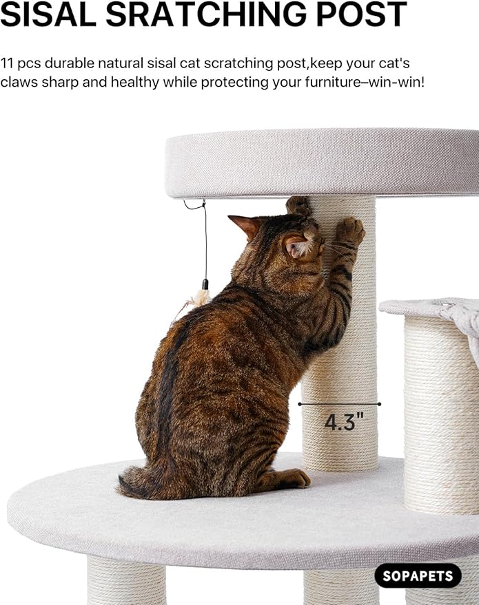 Extra Large Cat Tree for Maine Coon,65 Inches Tall Cat Tree Tower for Indoor Cats Large Adult 20 lbs,XXL Heavy Duty Luxury Sturdy Cat House with Big Hammock,Sisal Scratching Post,Condo-PurrikoPets